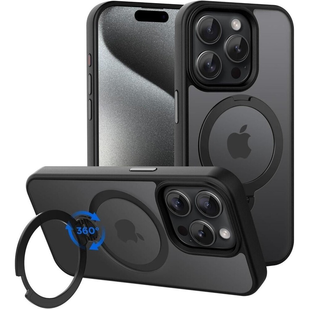 CACOE Magnetic Case for iPhone 15 Pro 6.1 inch with 360 Rotatable Ring Stand